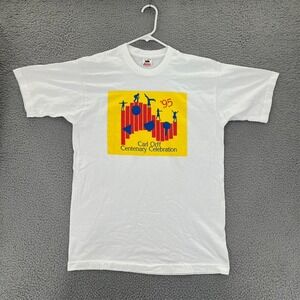 VTG Fruit of the Loom‎ T Shirt CARL OFF CENTENARY CELEBRATION White USA READ